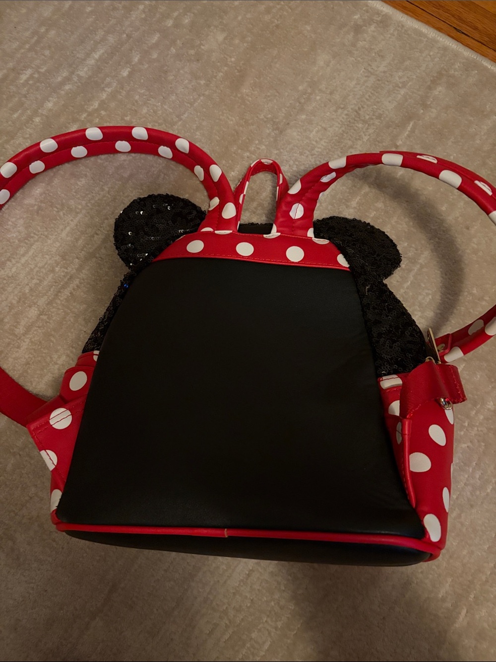 Disney Red and White Polka Dot Minnie Backpack with Sequin Ears - Picture 2 of 5